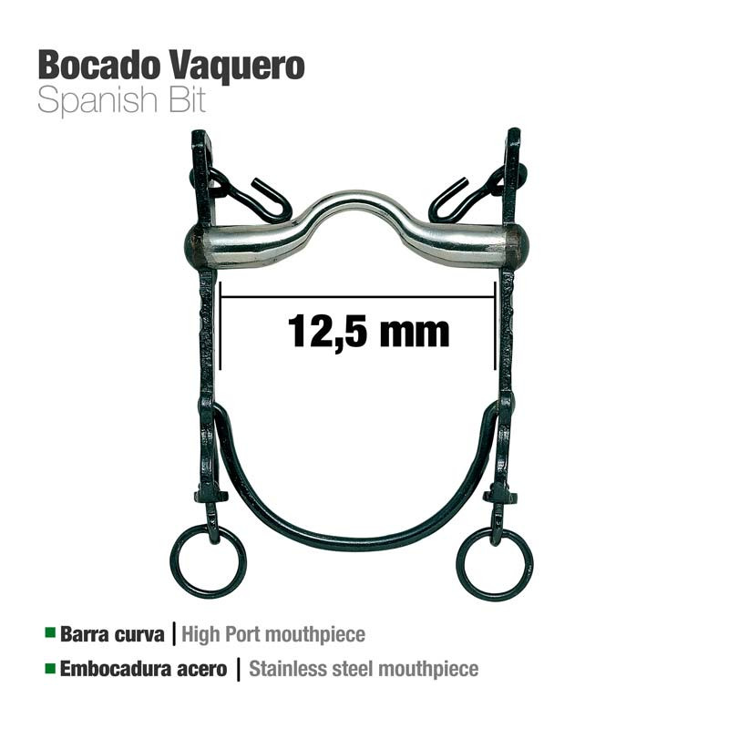 BOCADO VAQUERO B/CURVA EMBOCADURA ACERO 12.5cm