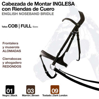 CABEZADA MONTAR INGLESA RIENDA CUERO