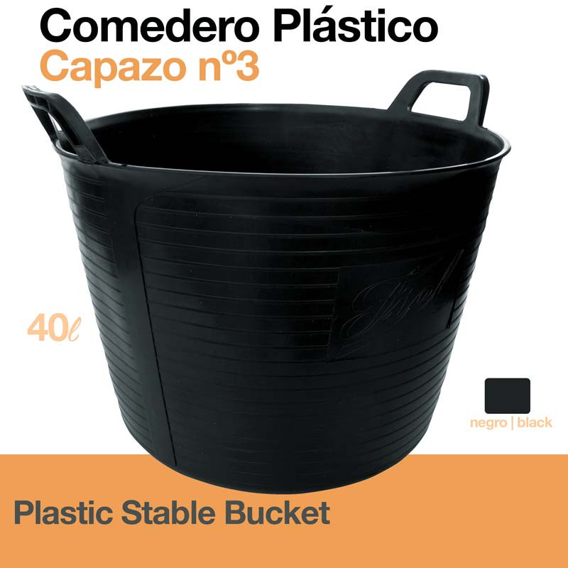 COMEDERO PLÁSTICO CAPAZO Nº3  40 litros NEGRO