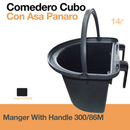 COMEDERO CUBO CON ASA PANARO 300/86M NEGRO