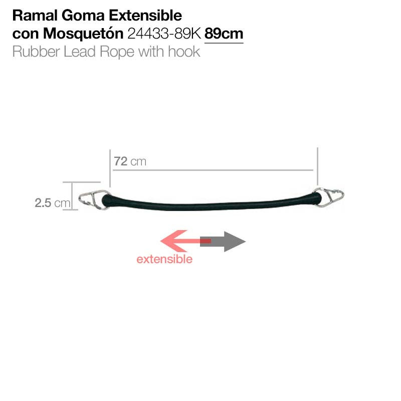 RAMAL GOMA EXTENSIBLE CON MOSQUETÓN 24433-89K 89cm