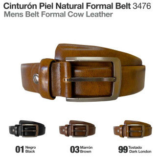 CINTURÓN PIEL NATURAL FORMAL BELT 3476