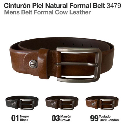 CINTURÓN PIEL NATURAL FORMAL BELT 3479