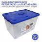 CAJA MULTIUSOS BOX REFORZADO C/RUEDAS AZUL 70L