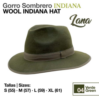 GORRO SOMBRERO INDIANA LANA VERDE