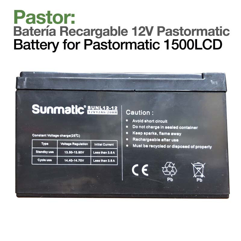 PASTOR: BATERÍA RECARGABLE PASTORMATIC 1500LCD 12V