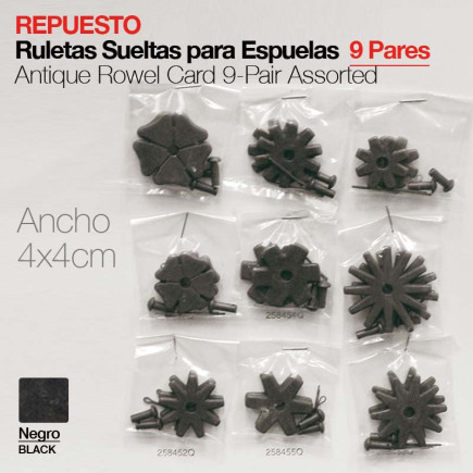 ESPUELA RULETAS SUELTAS 9 PARES ancho: 4x4cm