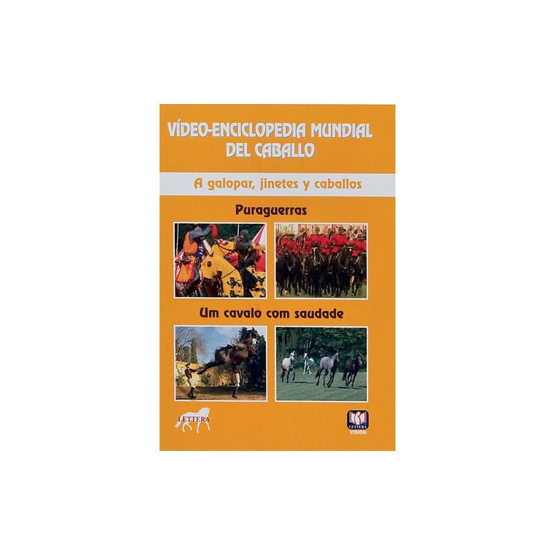DVD VÍDEO-ENCICLOPEDIA MUNDIAL DEL CABALLO. A GALOPAR, JINETES Y CABALLOS. PURAGUERRAS. UM CAVALO C