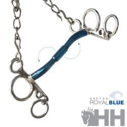 BOCADO SEFTON ROYAL BLUE PELHAM EMBOCADURA RECTA GIRATORIA CON ARCO